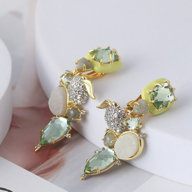 Colorful Inlaid Enamel Long Earrings by Alexis Bittar