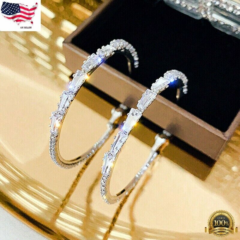 Elegant 925 Silver Plated Hoop Earrings for Women
