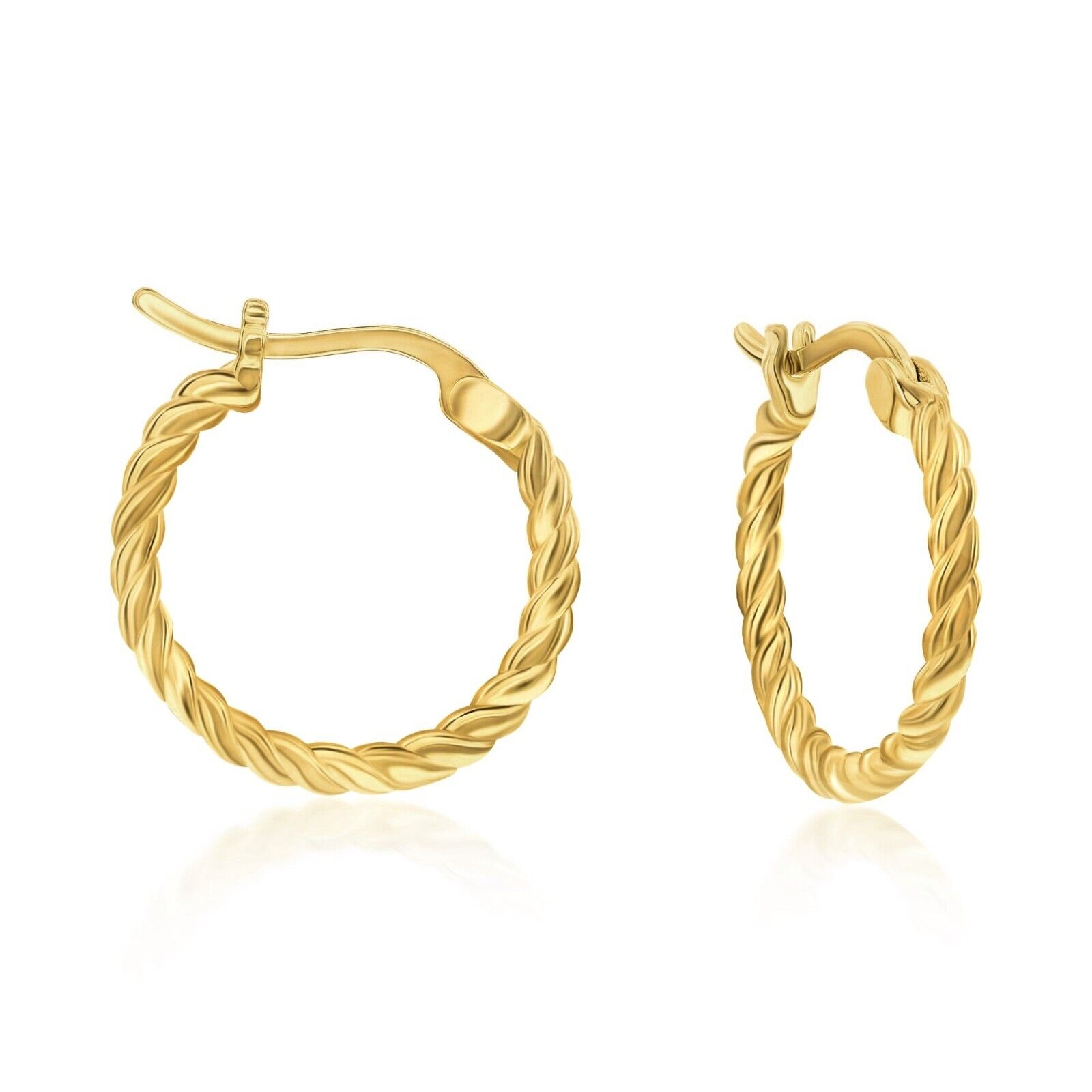14K Gold Plated Braided Hoop Earrings for Women