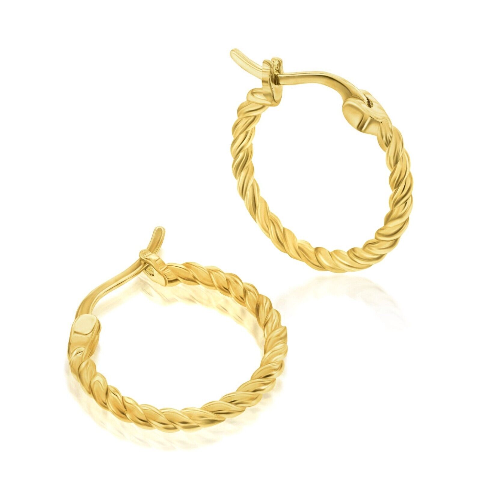 14K Gold Plated Braided Hoop Earrings for Women