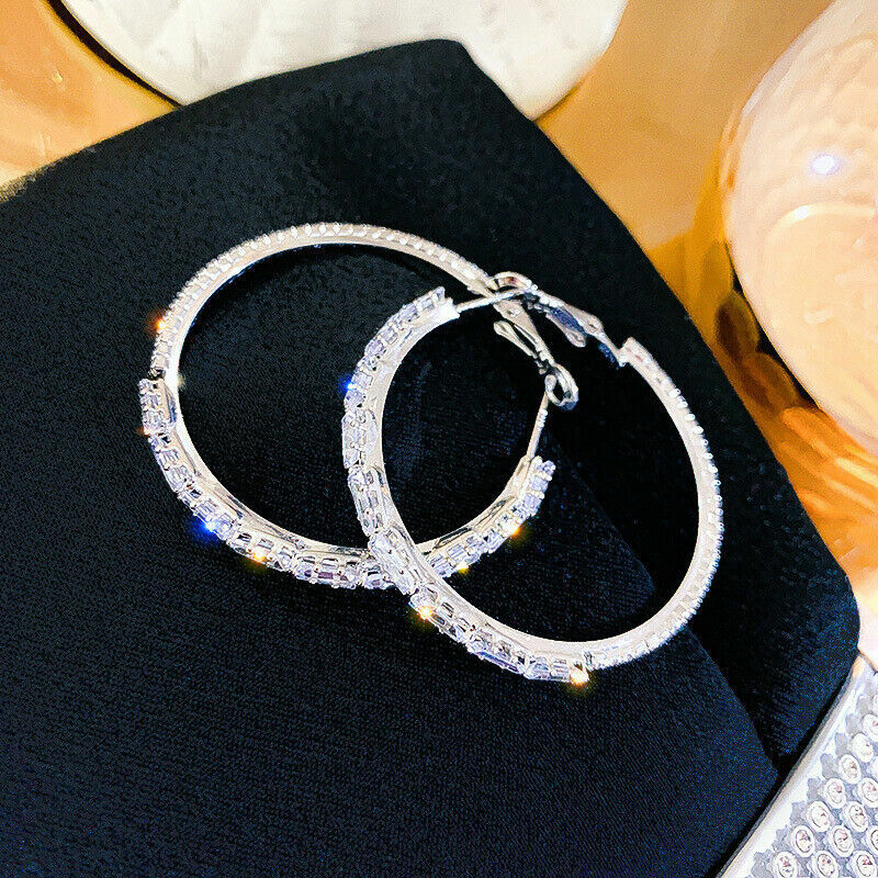 Elegant 925 Silver Plated Hoop Earrings for Women