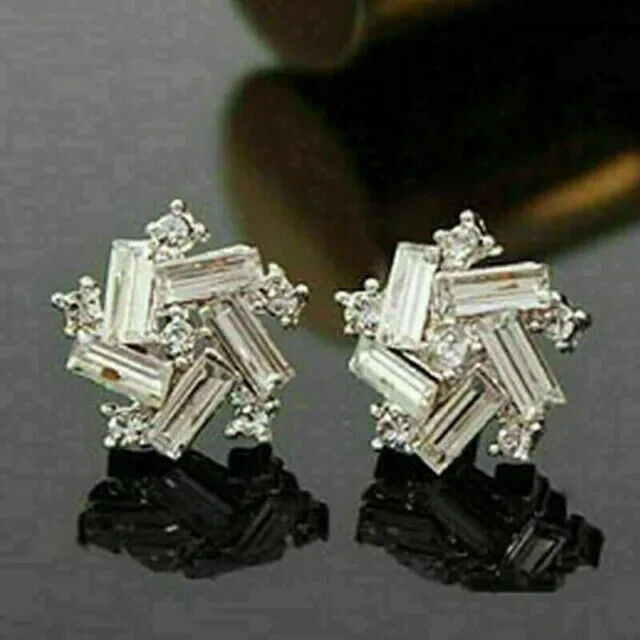 Baguette Cut Lab-Created Diamond Stud Earrings