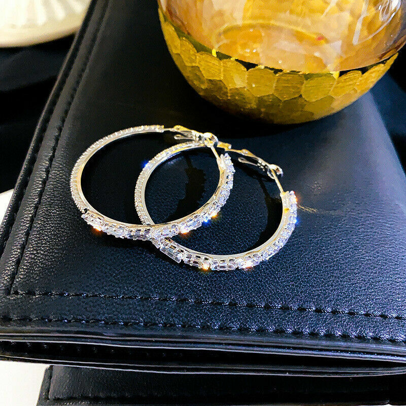 Elegant 925 Silver Plated Hoop Earrings for Women