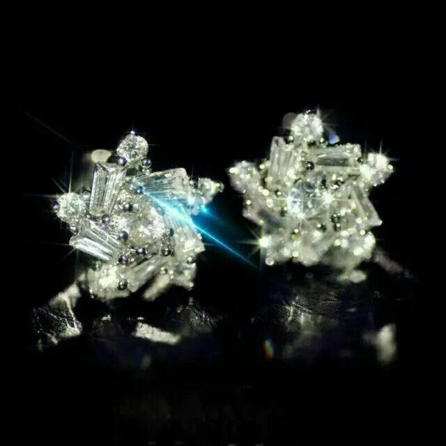 Baguette Cut Lab-Created Diamond Stud Earrings