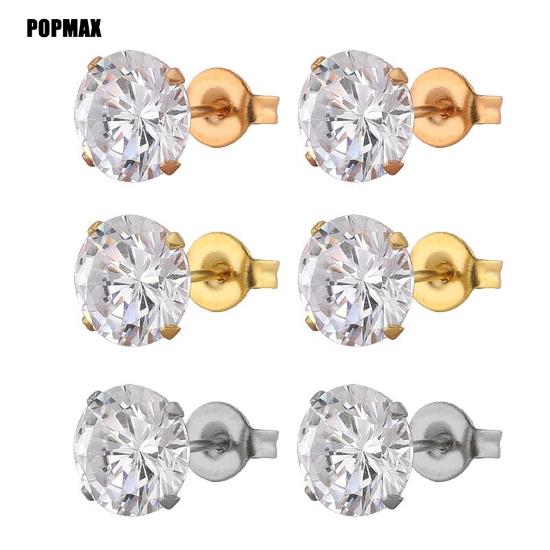 Handmade Stainless Steel Crystal Stud Earrings
