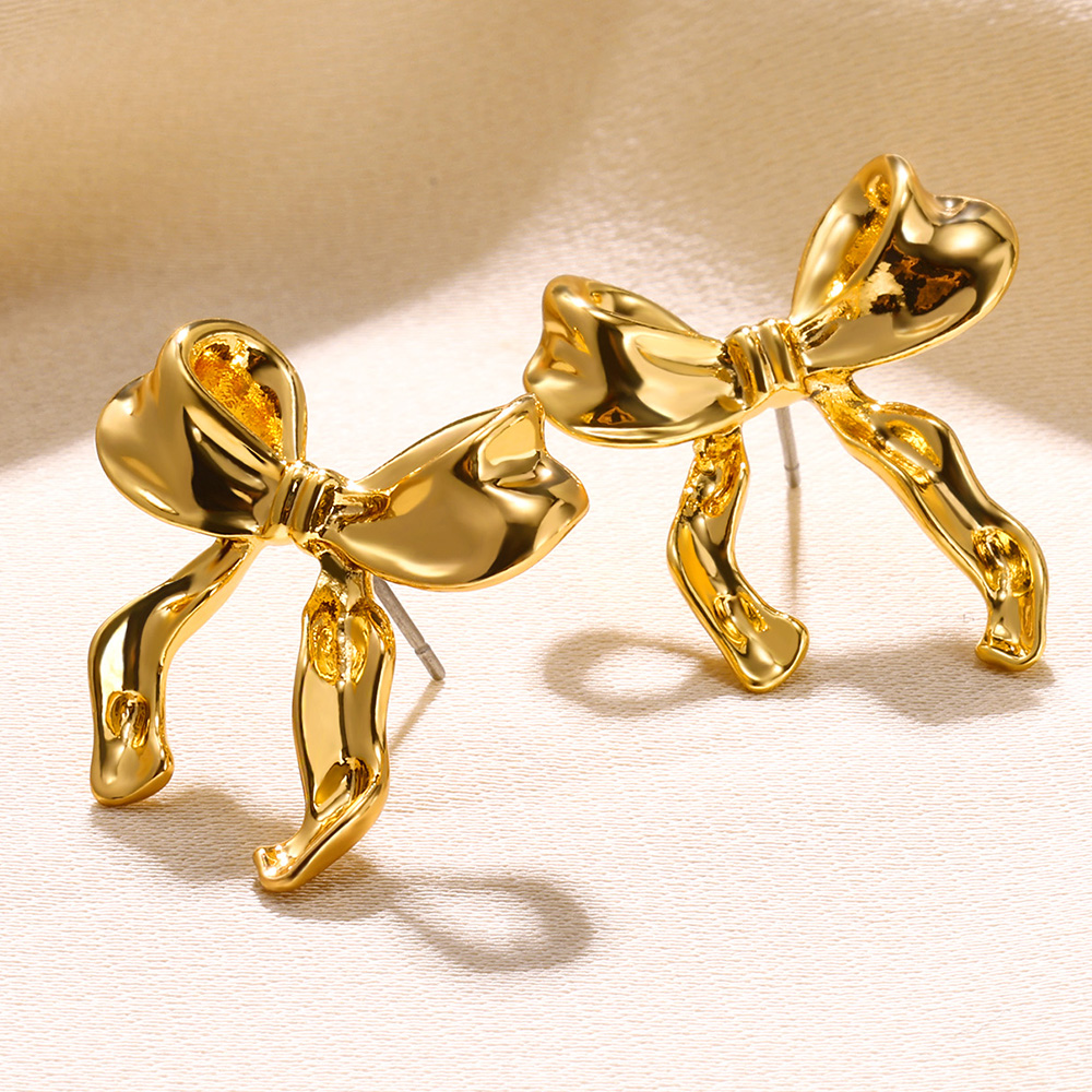 Bow Stud Gold Earrings for Women - Cute Jewelry