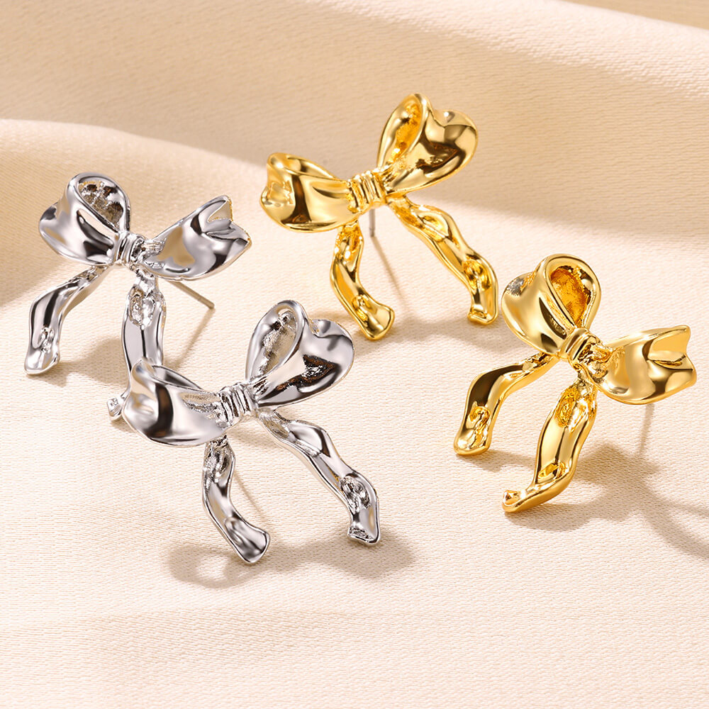 Bow Stud Gold Earrings for Women - Cute Jewelry