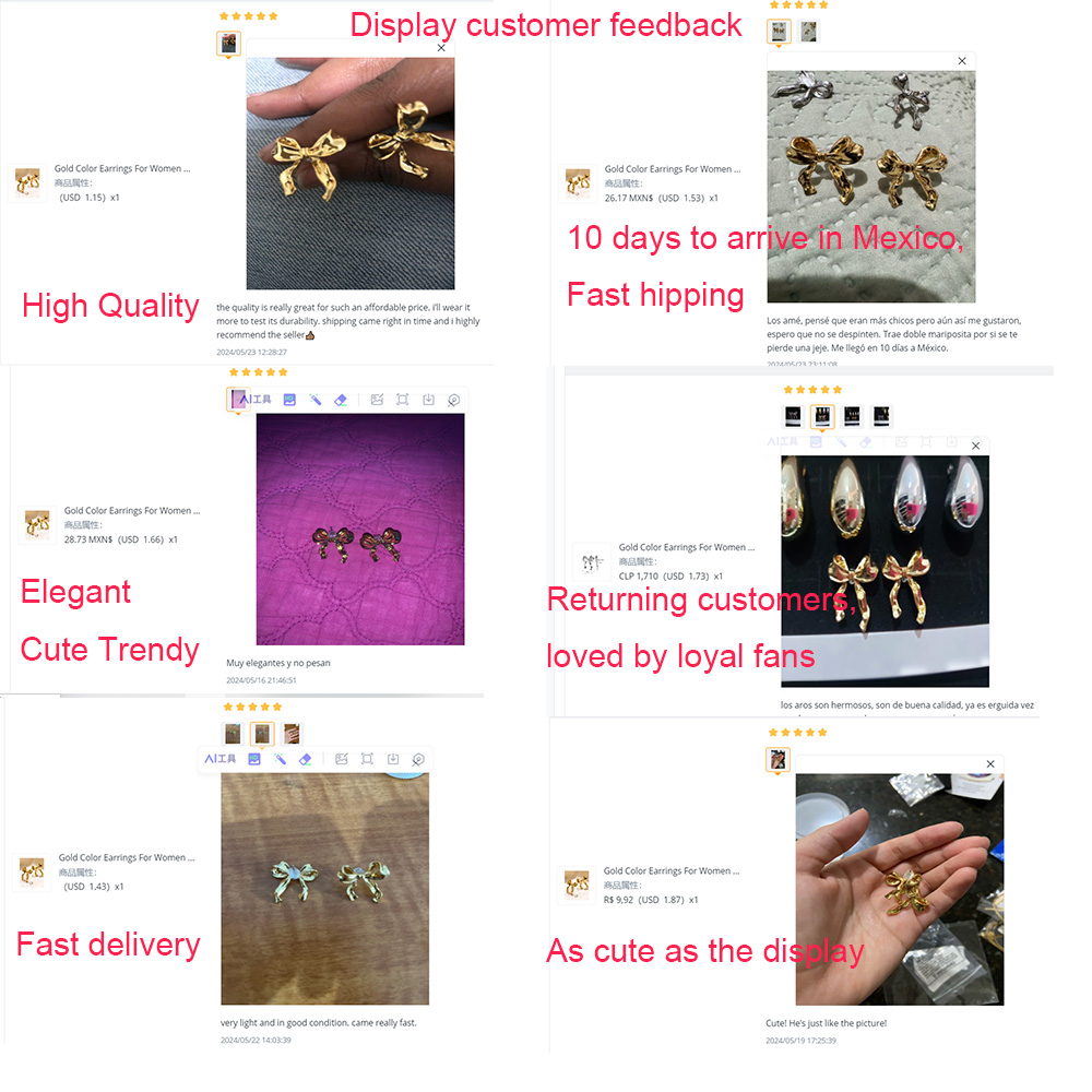 Bow Stud Gold Earrings for Women - Cute Jewelry