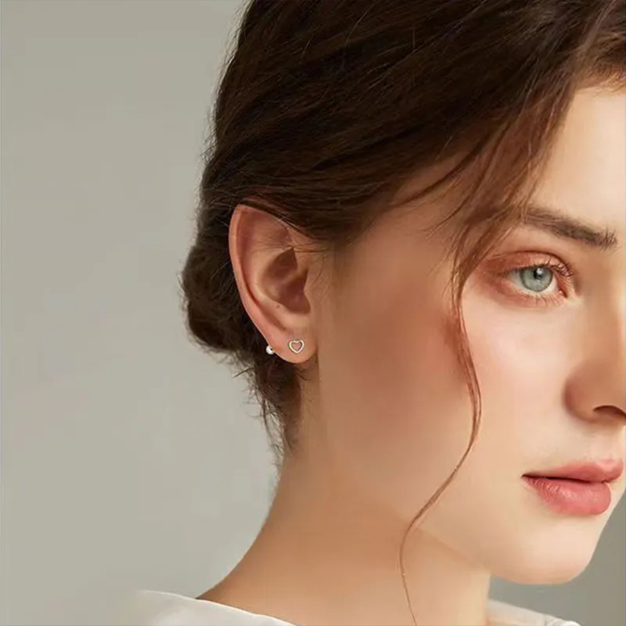 Trendy 925 Silver Butterfly Heart Ear Studs
