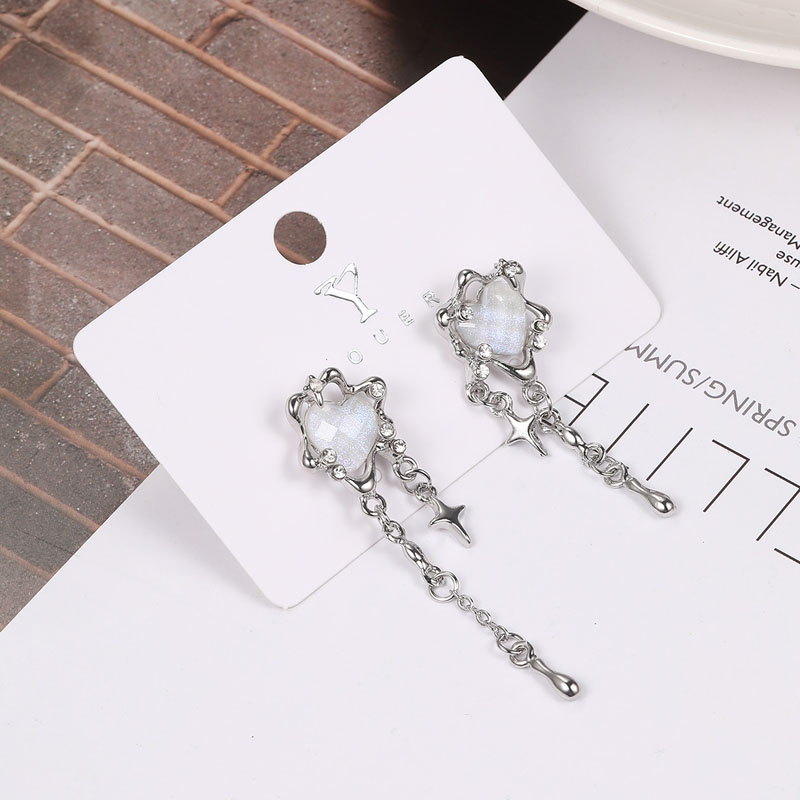 Irregular Heart Tassel Star Earrings - Y2K Trend