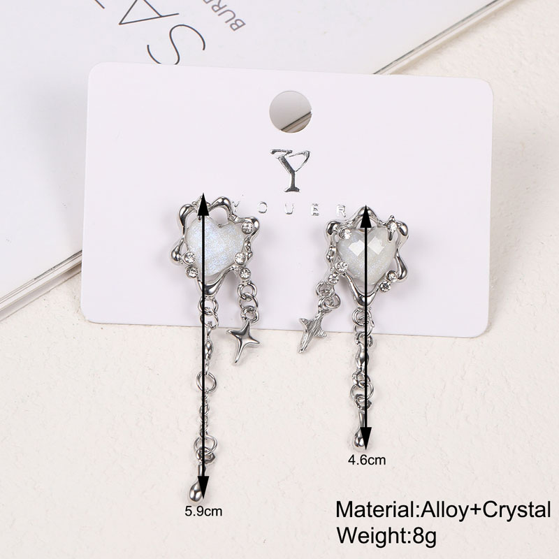 Irregular Heart Tassel Star Earrings - Y2K Trend