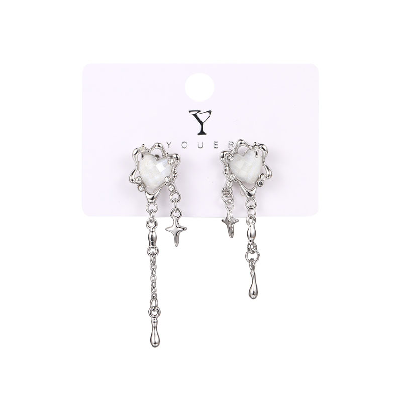 Irregular Heart Tassel Star Earrings - Y2K Trend