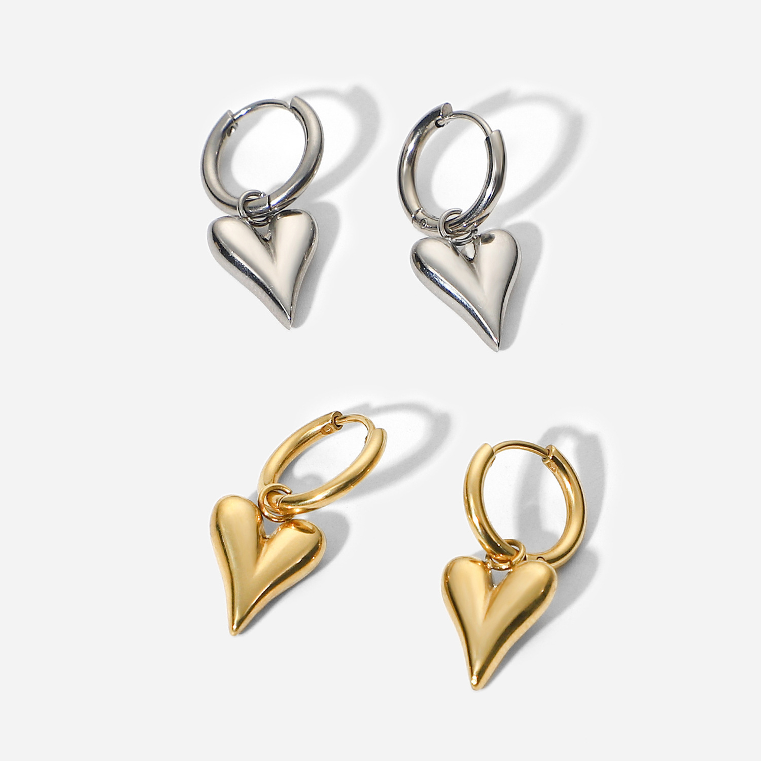 Chic Gold Heart Huggie Hoop Earrings for Women