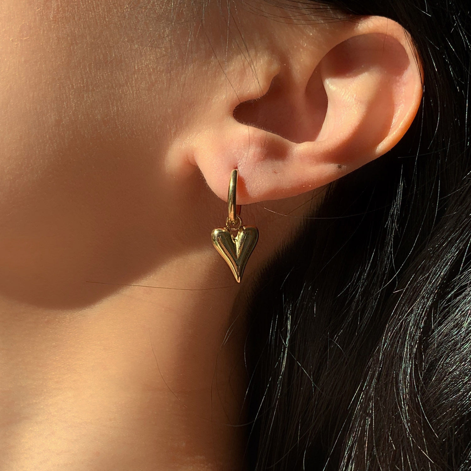 Chic Gold Heart Huggie Hoop Earrings for Women