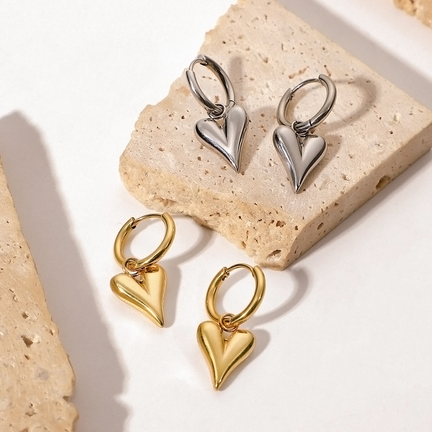 Chic Gold Heart Huggie Hoop Earrings for Women