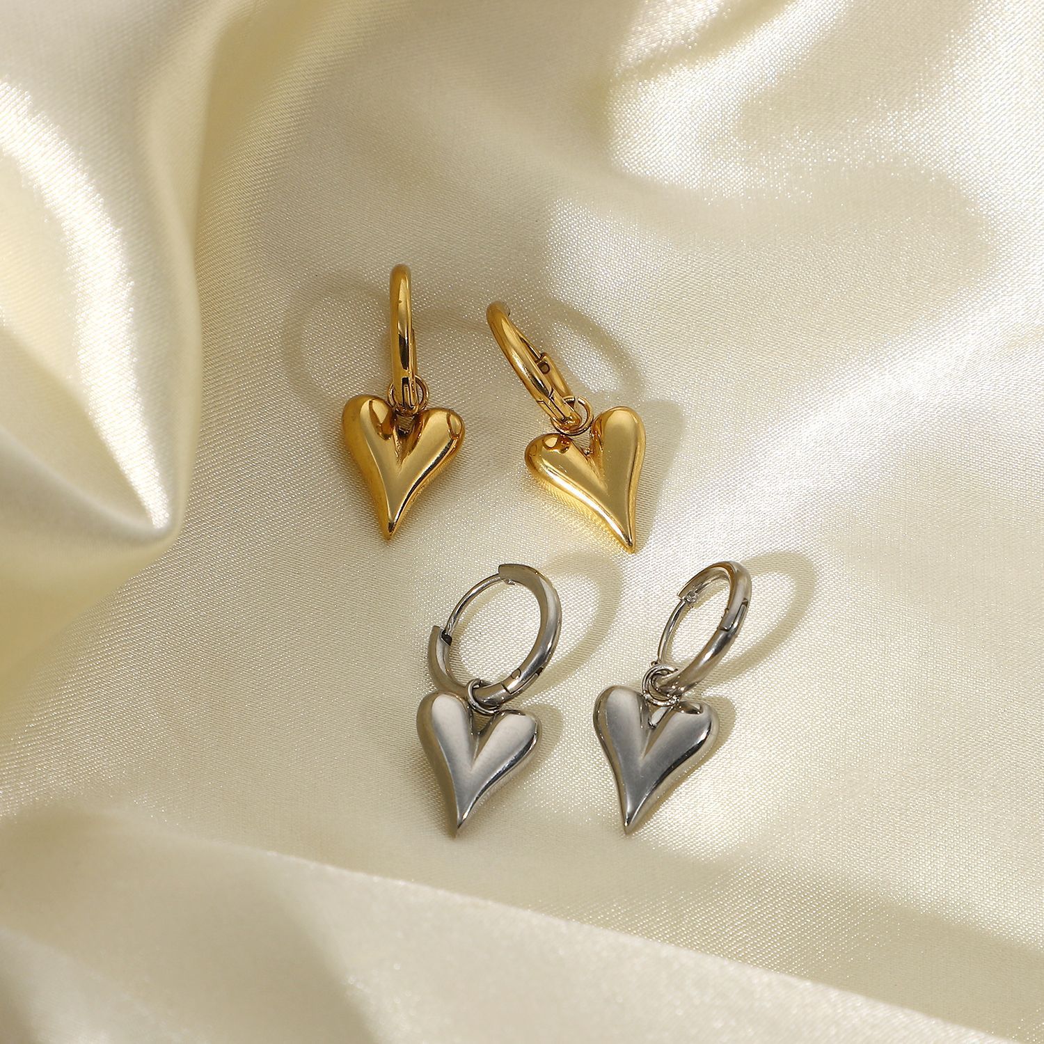 Chic Gold Heart Huggie Hoop Earrings for Women