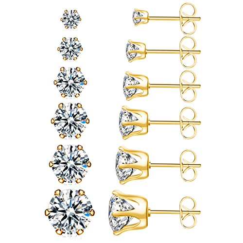 Hypoallergenic Cubic Zirconia Stud Earrings Set