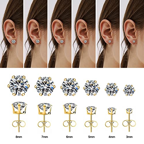 Hypoallergenic Cubic Zirconia Stud Earrings Set