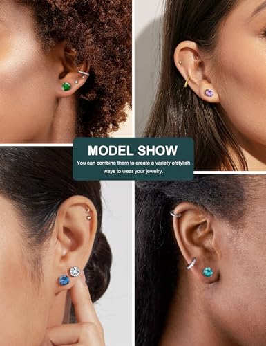 12 Pairs Hypoallergenic Silver Stud Earrings Collection