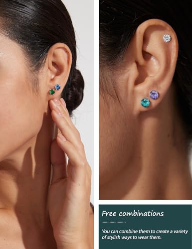 12 Pairs Hypoallergenic Silver Stud Earrings Collection