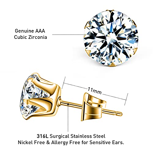 Hypoallergenic Cubic Zirconia Stud Earrings Set