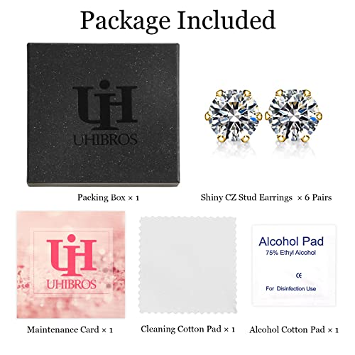 Hypoallergenic Cubic Zirconia Stud Earrings Set