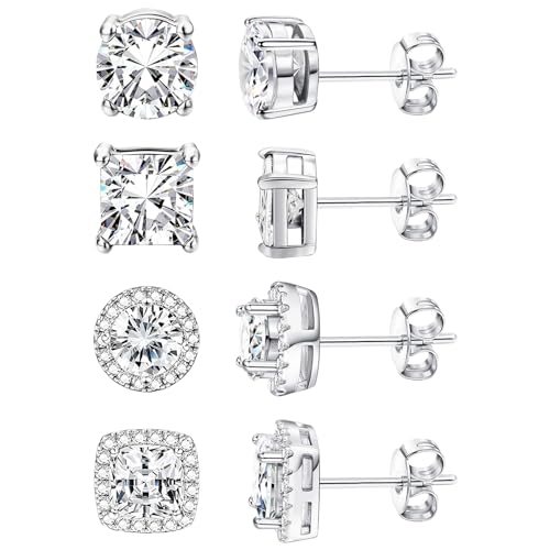 4 Pairs Hypoallergenic Silver and Gold Stud Earrings