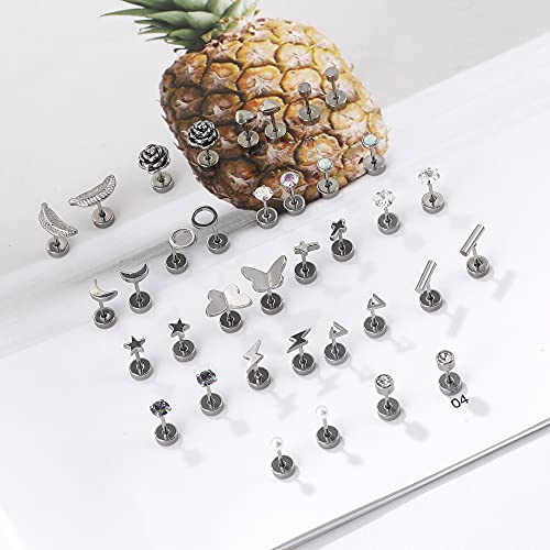 Geometric Cartilage Stud Earring Set - 18 Pairs