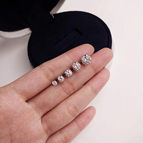 14K Gold Plated CZ Stud Earrings Set of 5