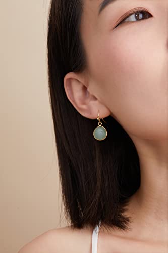 14k Gold Handmade Jade Earrings for Women - Gift