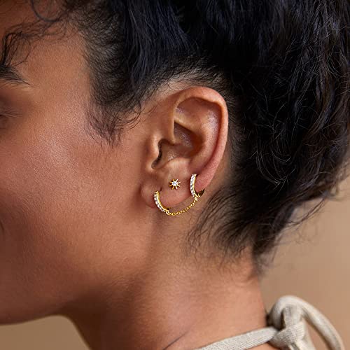 14K Gold Star Flat Back Earrings by PAVOI