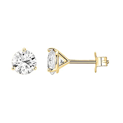 14K Gold Plated Sterling Silver CZ Stud Earrings