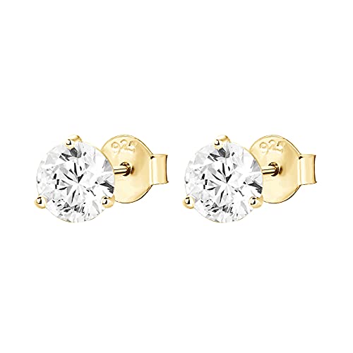 14K Gold Plated Sterling Silver CZ Stud Earrings