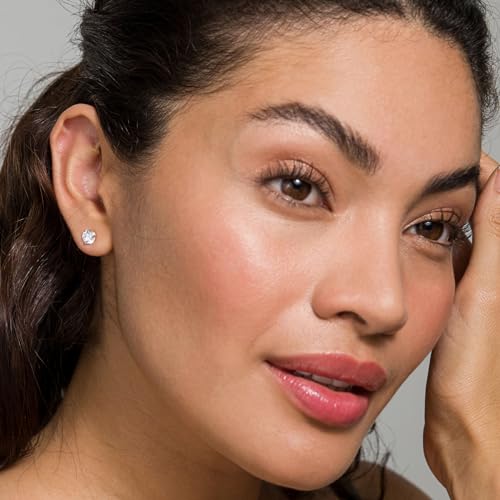 14K Gold Plated Sterling Silver CZ Stud Earrings