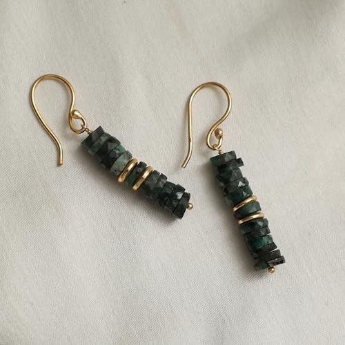 Emerald Heishi Beads Hook Earring - Perfect Gift