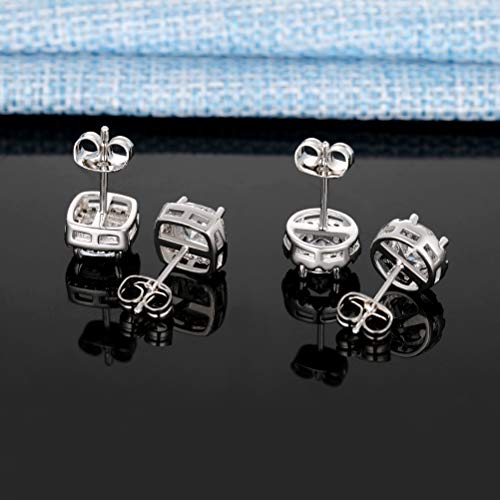 18K White Gold Halo Cubic Zirconia Stud Earrings