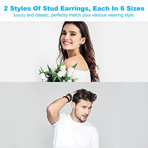 Cubic Zirconia Stainless Steel Stud Earrings Set
