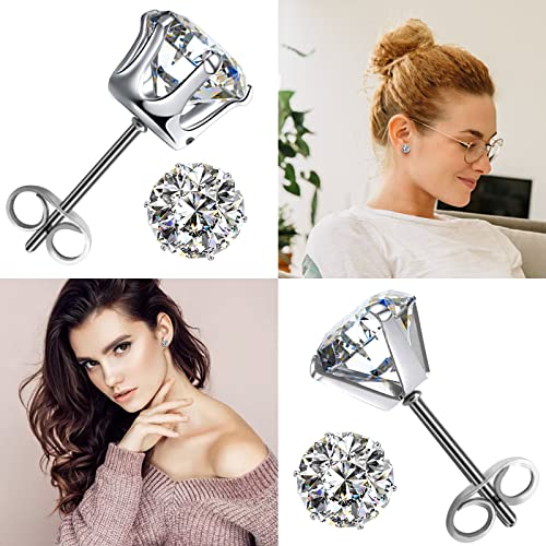 Cubic Zirconia Stainless Steel Stud Earrings Set