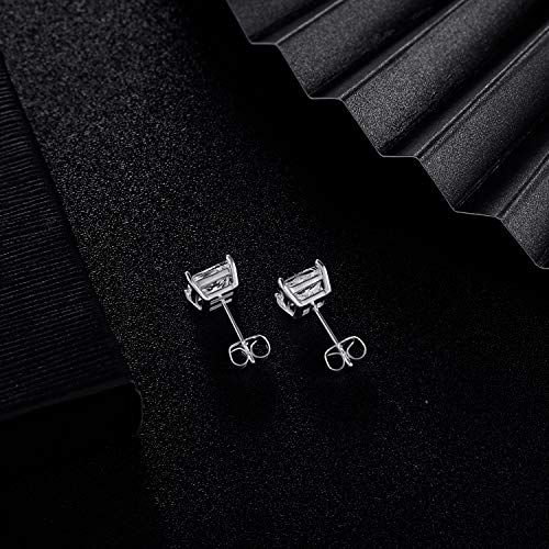 Elegant 18K White Gold Princess Cut Stud Earrings