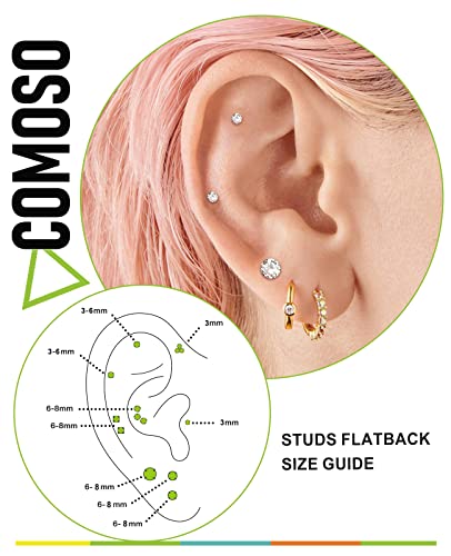 Elegant 8-Pair White Gold Stud Earrings Set
