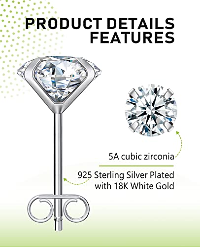 Elegant 8-Pair White Gold Stud Earrings Set