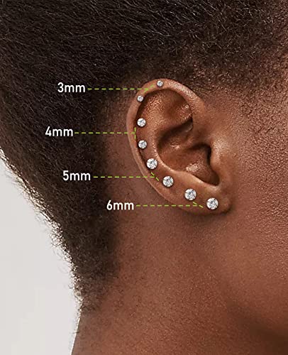Elegant 8-Pair White Gold Stud Earrings Set