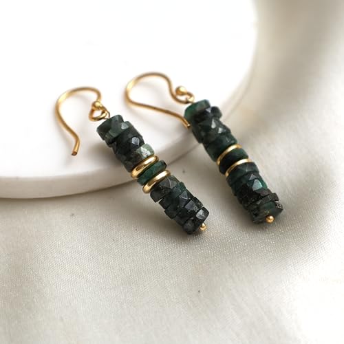 Emerald Heishi Beads Hook Earring - Perfect Gift