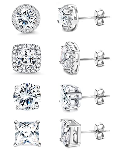 Brilliant Cubic Zirconia Halo Stud Earrings