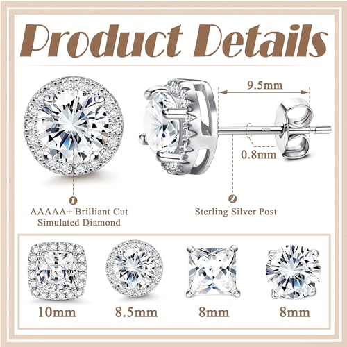 Brilliant Cubic Zirconia Halo Stud Earrings