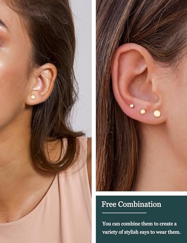 Dainty 14k Gold Heart Stud Earrings Set