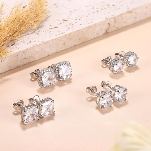 Brilliant Cubic Zirconia Halo Stud Earrings