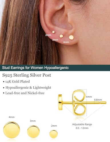 Dainty 14k Gold Heart Stud Earrings Set