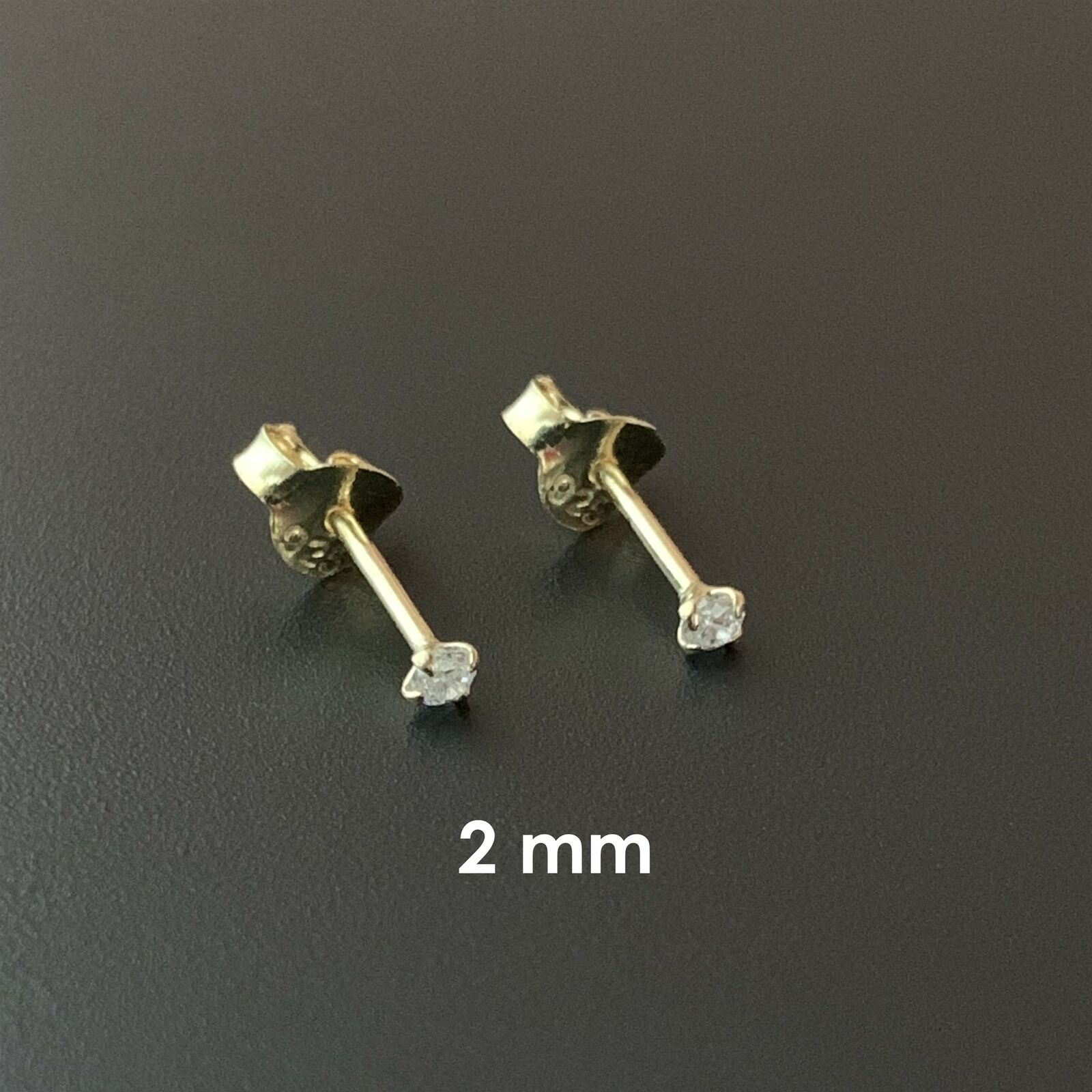 Gold-Plated Sterling Silver CZ Round Stud Earrings