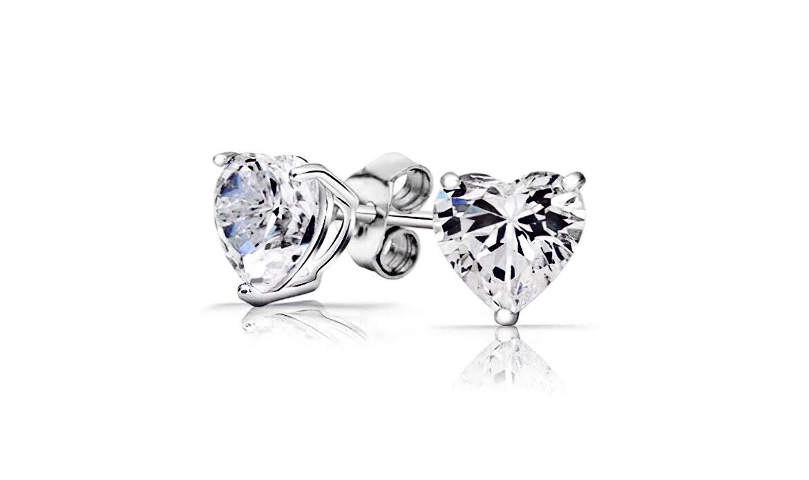 5PC Sterling Silver CZ Stud Earrings Set